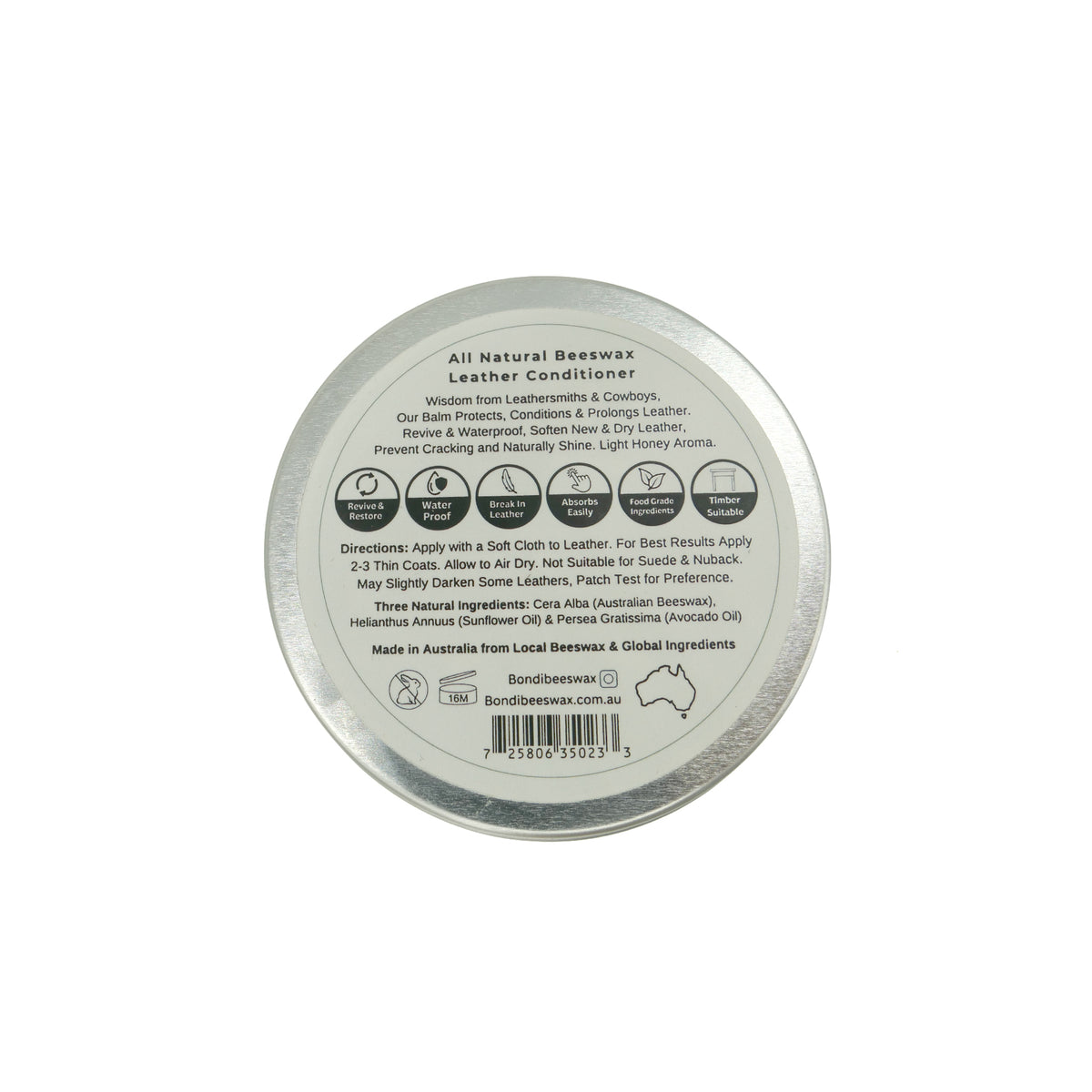Bondi Beeswax All Natural Leather Conditioner 100g - Natural - Kakadu Traders Australia