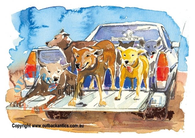 "Mongrel ute" Aussie Bush Greeting Card - Kakadu Traders Australia
