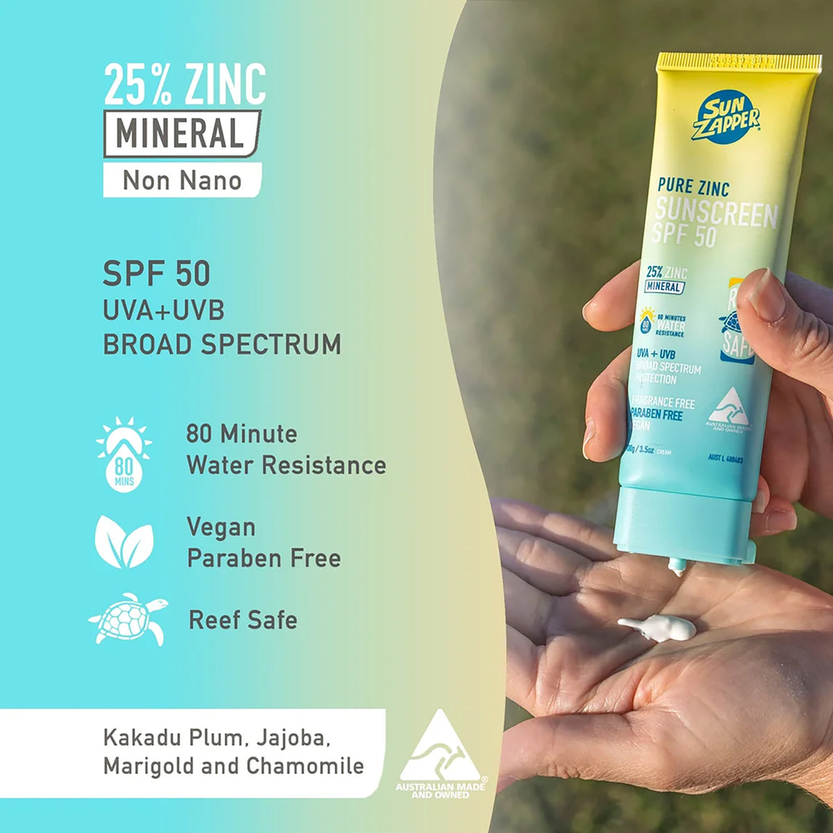 Pure Zinc Sunscreen Cream 100g SPF 50 (Sun Zapper) - Kakadu Traders Australia